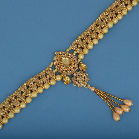 @Golden Faux Pearls, Broad, Waist Belt UKD680 80% Off