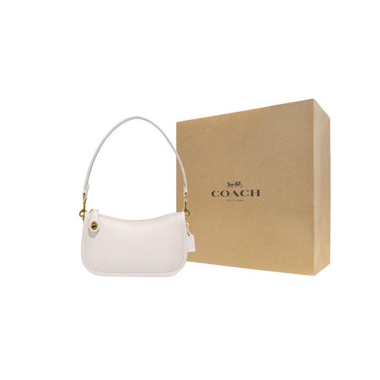 New COACH Swinger Cow Leather Pochette, Shoulder Bag, Handbag Women's Pink White C2643-B4HA