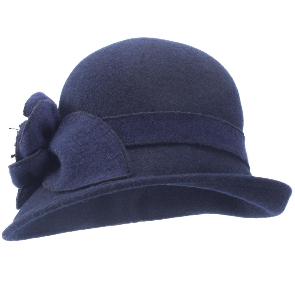 Womens Vintage Style Asymmetrical Brim Cloche Bucket 60% Wool Winter Hat T492