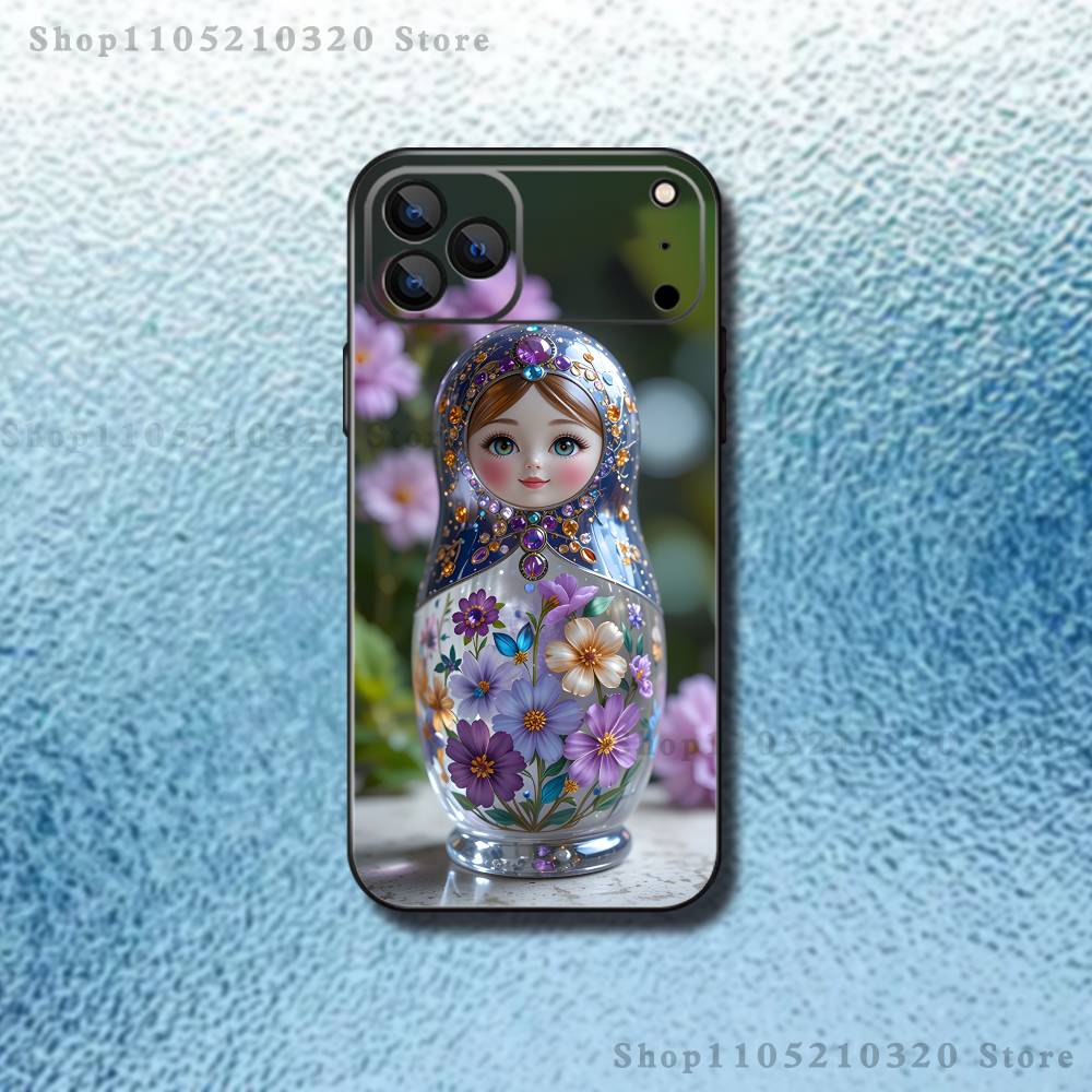 

Russian Doll Matryoshka Phone Case For iPhone 17,16,15,14,13,12,Pro,Max,Plus,E,SE4,Air,Mini Black Soft Box iPhone16plus