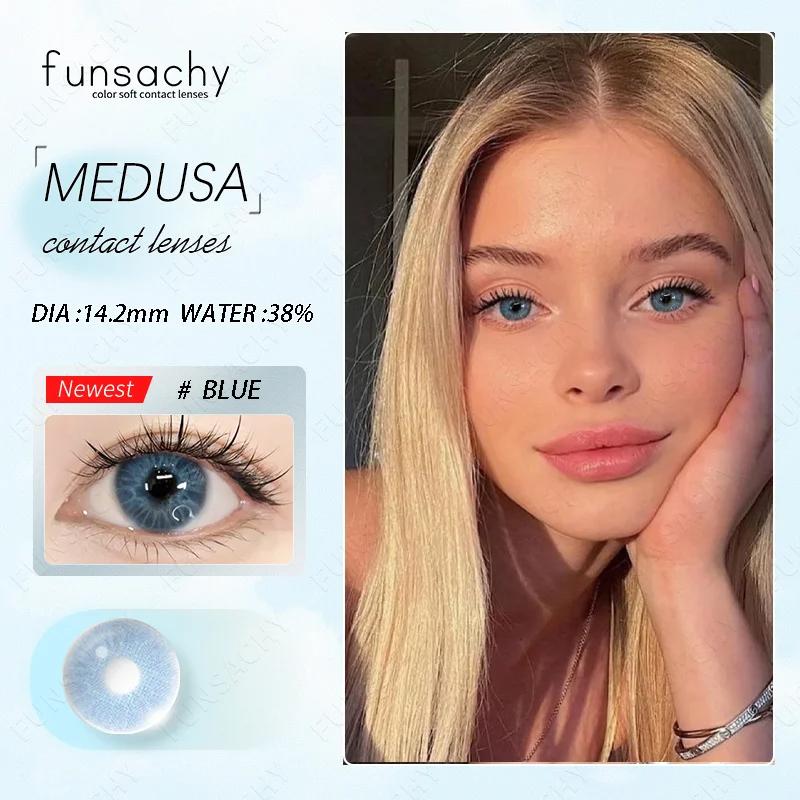 FUNSACHY 2pcs Green Contact Lenses Natural Beauty High Quality Colored Lens Beauty Cosmetics Makeup Pupils Eye Contacts Yearly