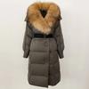 OFTBUY Winter Jacket Women Long Natural Real Raccoon Fox Fur Collar White Duck Down Coat Belt Thick Warm Casual Outerwear