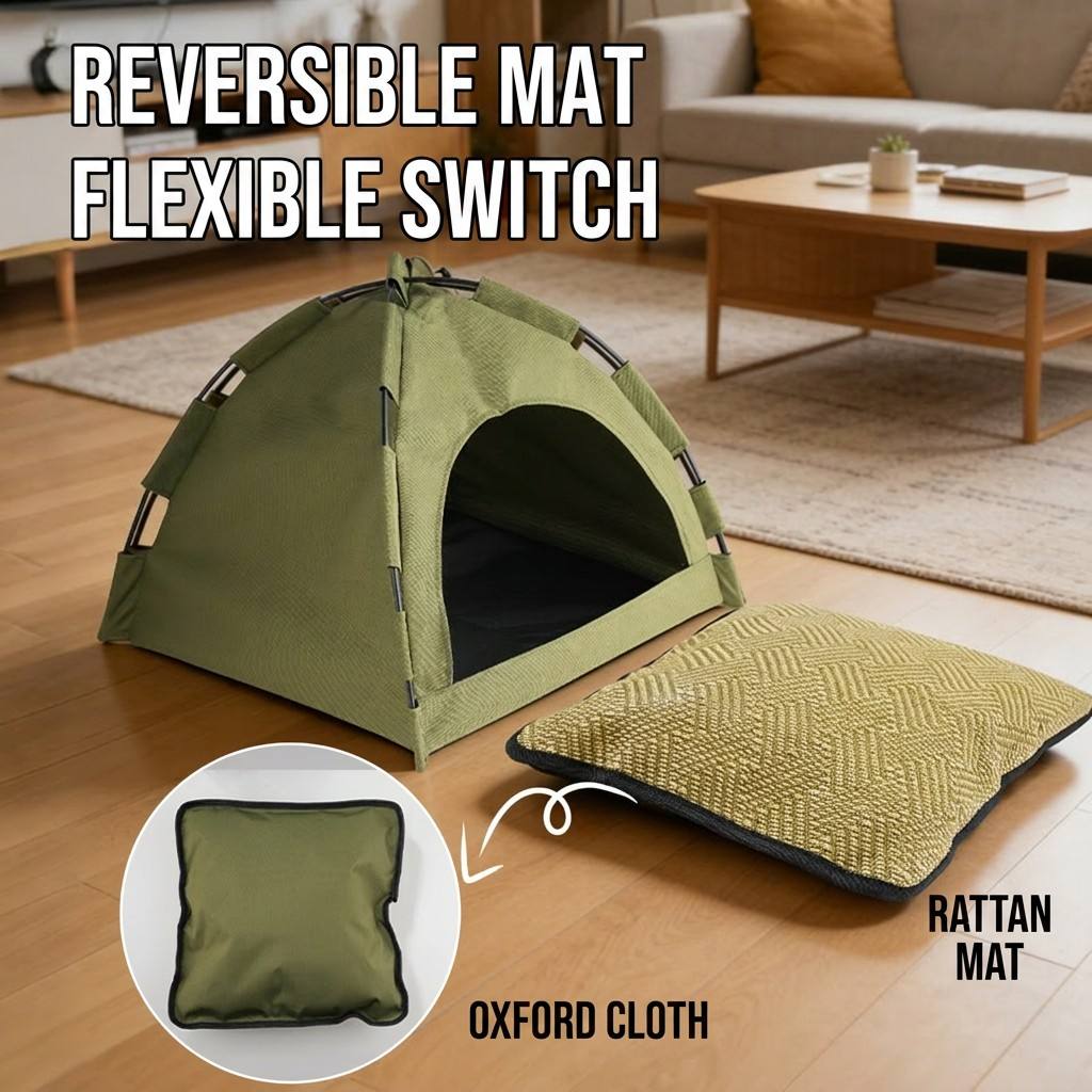 Pet Tent Bed Portable Canvas Semi Enclosed Cat House Removable Cat Sofa Basket Dog Cave Hut Cat Sleeping Bed Pet Supplies