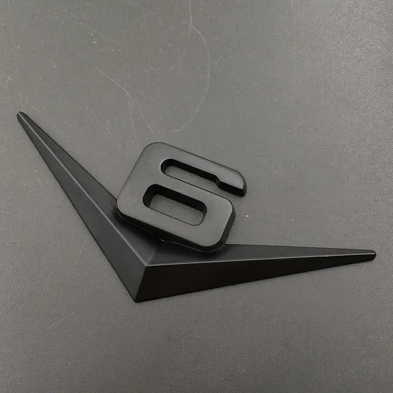 1Pc 3D Metal Chrome Black V6 V8 Letters Rear Trunk Fender Badge Emblem Sticker Decals Car Accessories