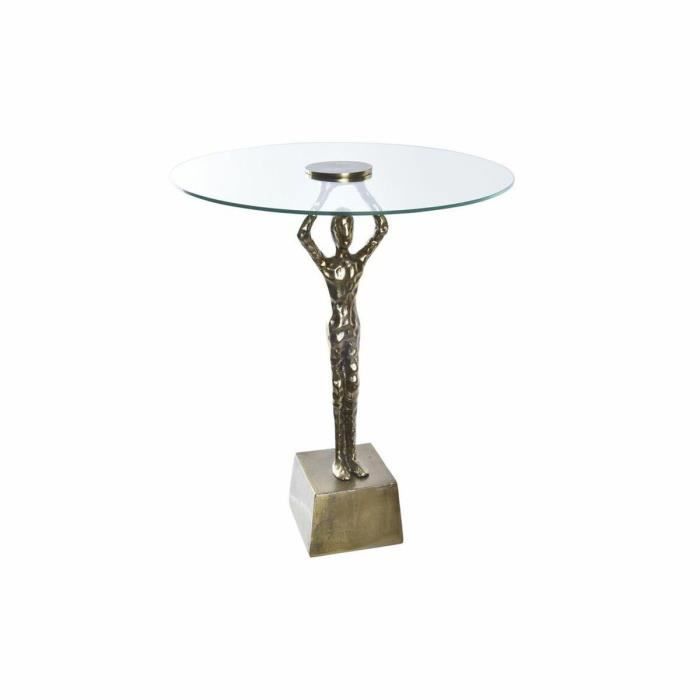 Table d'appoint en verre doré et aluminium - Homme (46 x 46 x 57 cm)