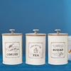 3pcs Vintage Style Tea Coffee Sugar Canisters Jars Pots Tins with Bamboo Lids