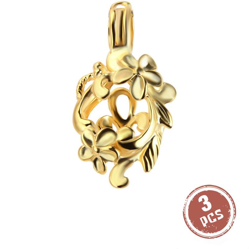 

CLUCI 3pcs Flower 925 Sterling Silver Pearl Cage Charms Pendant 925 Sterling Silver Fine Jewelry Women Pearl Locket SC017SB золотий