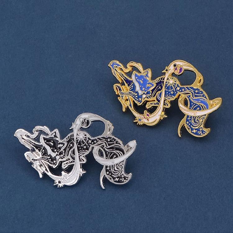 Sturdy Zinc Alloy Foxes Pin Featuring Starry Detailing Secure Clasp Foxes Brooch Ideal For Casual Or Formal Occasions