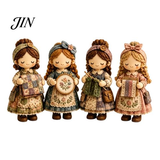 Fabric Craft Kit Patchwork Girl DIY Kit, 3D Doll Sewing Set with Pre-Cut Small World Thread Needles, Cute for Home Decor Handmade Gift