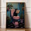 Vintage Black Cat Bathroom Wall Art, Toilet Fun Wall Art, Funny animal Bathroom Art, Quirky Bathroom Wall Decor, Bathroom Print