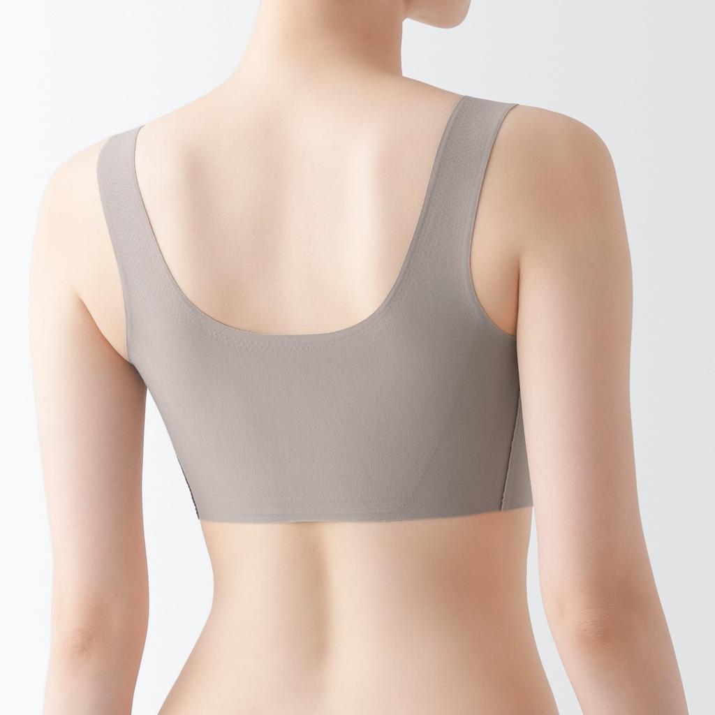 MUJI Mocha XL Women's Half-Top Bra, Non-Slip, FCH55A4A, Brown, Women's