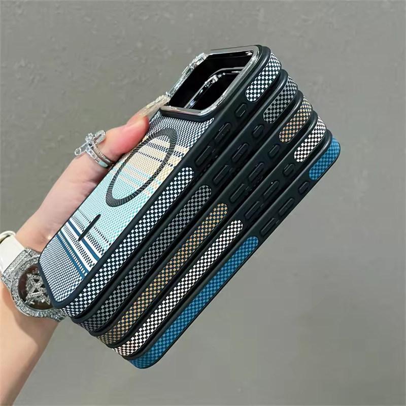 Slim Magnetic Striped Pattern Case for iPhone 17 Air Pro Max 16 15 14 Plus Pro Max for Magsafe Shockproof Ultra Thin Colorful Cover