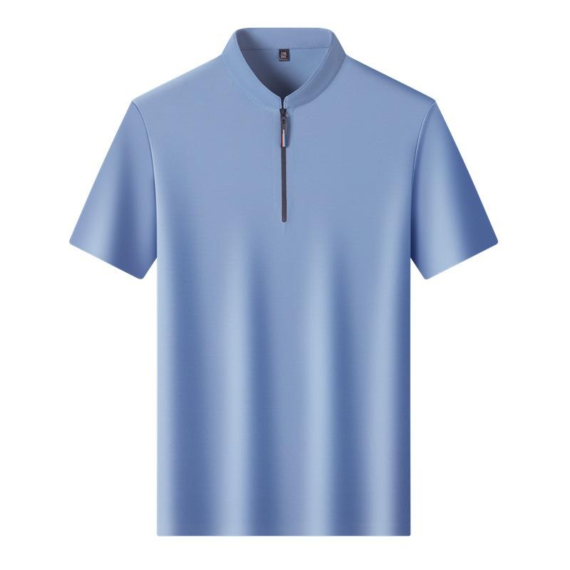 Men's Polo Shirt Short-sleeved Stand-up Collar Casual High-end Semi-zipper T-shirt Men's Business Men's Clothing