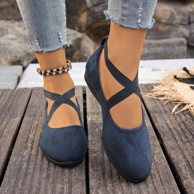 Women's Spring Pointed-Toe Shallow-Mouth Wedge Slip-On Loafers, Casual Sports Style, Available In Large Sizes.