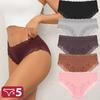 5PCS Cotton Panties Women Floral Lace Briefs Seamless Sexy Lingerie Low Rise Elastic Underpants Female Breathable Soft