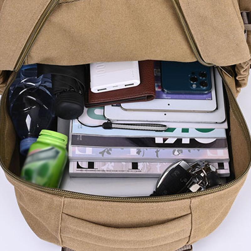 Waist Support Extra Durable 50L Canvas Backpack Men's Large-Capacity Outdoor Backpack Durable Travel Pack