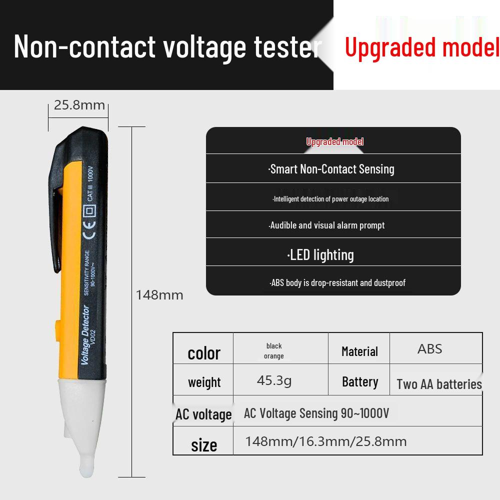 

Non-contact Induction Voltage Tester: High Precision, Fault Locator, Zero/Live Wire Detection, Sound & Light Alarm for Home Use