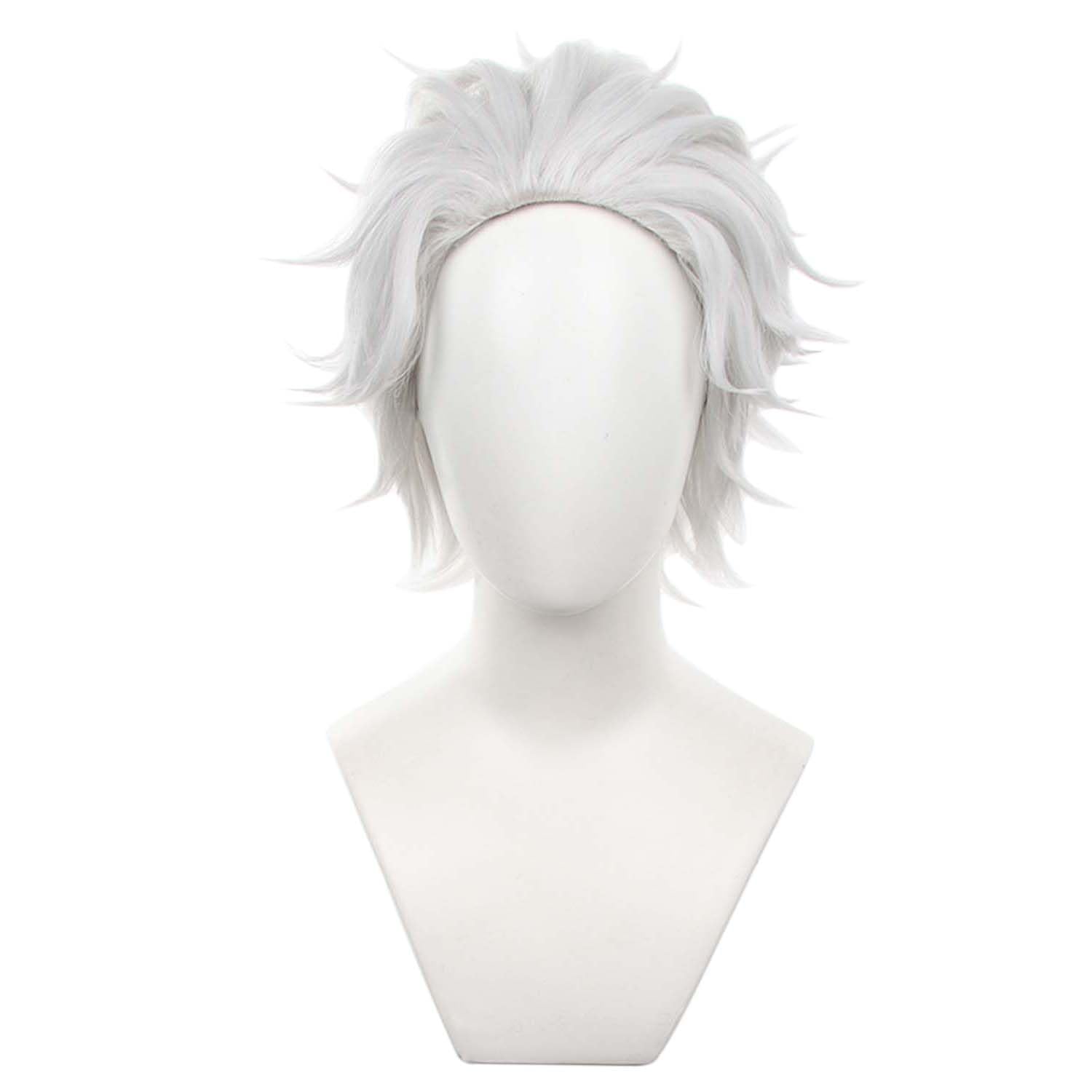 

White Full Anime Character with Cosplay Perfect for Comiket School Cultural and Stage Performances Wig, Short, Wig, Cosplay, Heat-Resistant, Net, белый