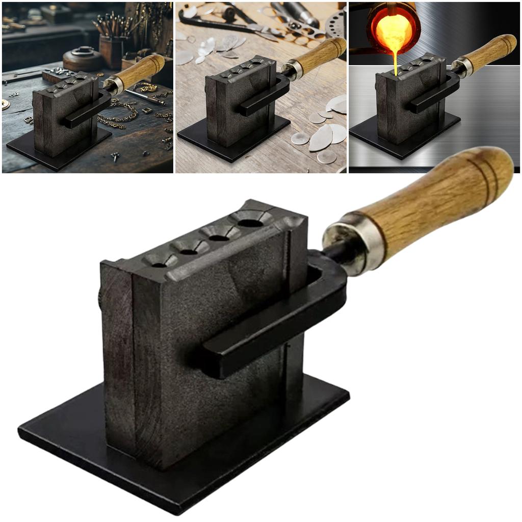 Reversible Schmuckbarrenform 4 Lochgröße Gießen Metalltiegelform Gussbarrenform zum Schmelzen Gießen Raffinieren von Metallen