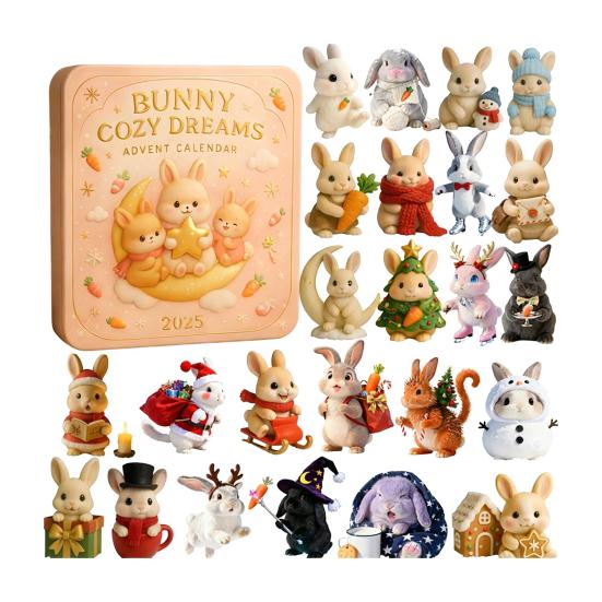 Kreslený Králík Adventní Kalendář 2025 24 Dní Vánoční Odpočítávací Kalendář Interaktivní Sváteční Kalendář Doplněk do Auta