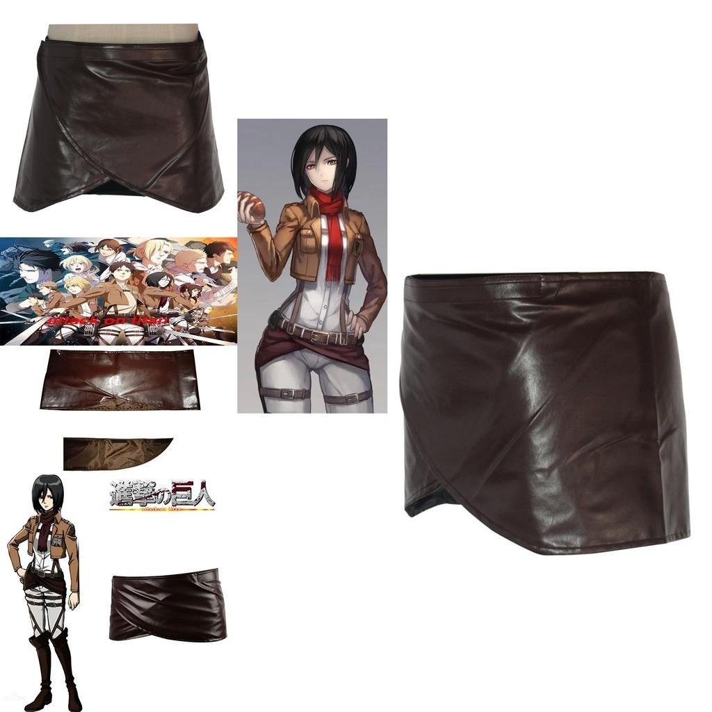Attack On Titan Cosplay Minispódniczka ze Sztucznej Skóry Kostium Ackerman Unisex
