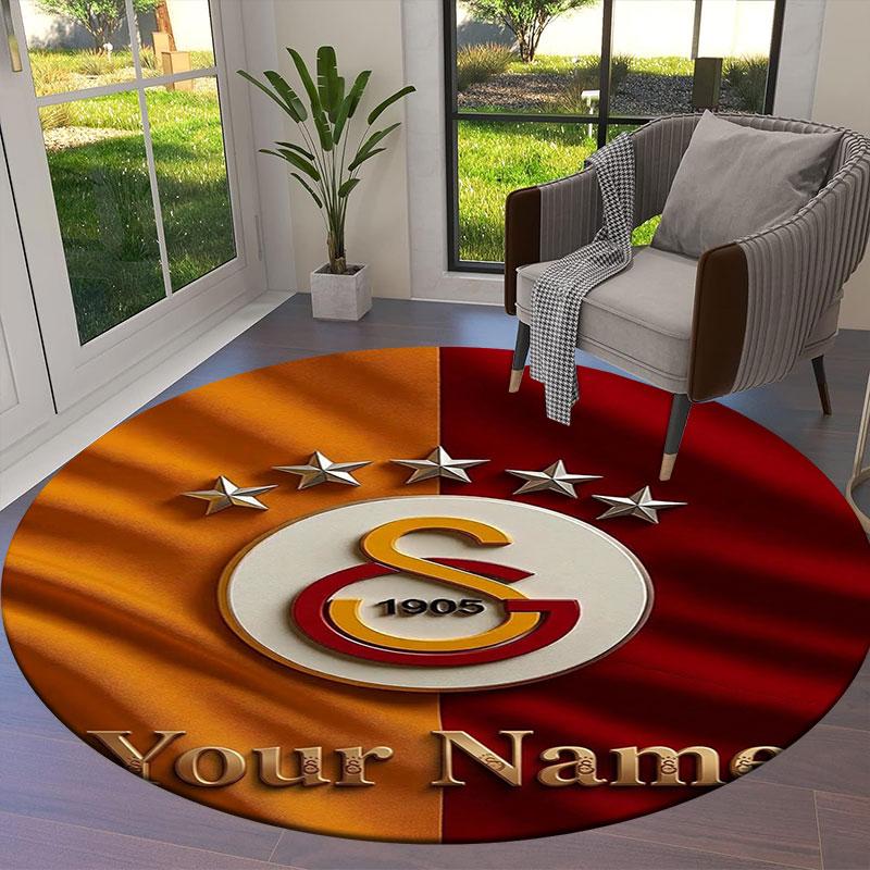 Galatasaray S Custom Name Round Area Rug,Carpet Rug for Living Room Bedroom Sofa Playroom Decor,Non-slip Floor Mat