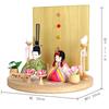 Hina Wooden Full Set with Display Round Folding and Doll, Doll, Tsugumi, Natural, Stand, Tray, Screen, Accessories, KTH-3201H-S2