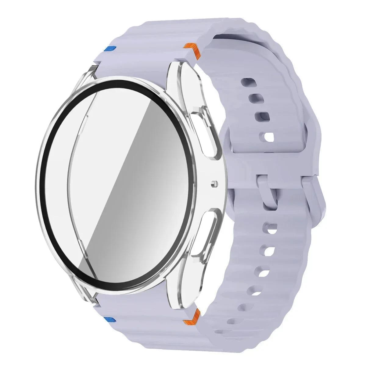 

Чохол+Ремінець для Samsung Galaxy Watch 7 6 5 4 40мм 44мм Силіконовий Браслет Ремінець Загартоване Скло Захисна Плівка для Екрану Бампер Чохол Galaxy Watch 7 40mm