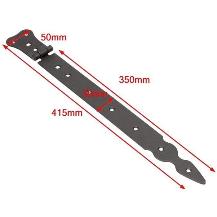 Lot of 2 KOTARBAU Door Hinges Door Hinge, Robust Construction Hardware, T-Hinge, Stainless, Black, 350 Mm