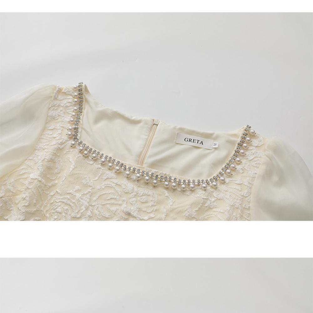 Elegant Summer Autumn Long Dress for Women Vintage Beaded  Formal Evening Jacquard Pencil Dresses