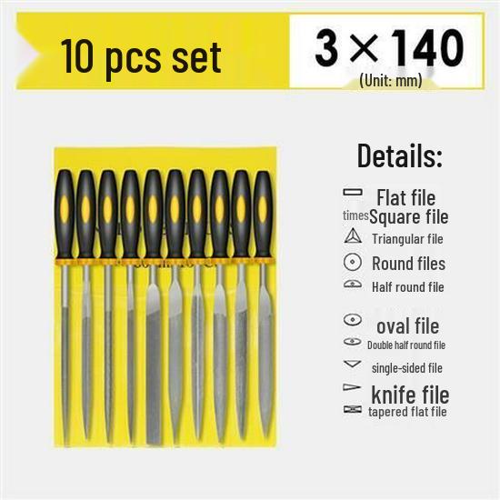 Mini Assorted Steel File Set: Triangular & Flat Files for Metal & Wood Grinding