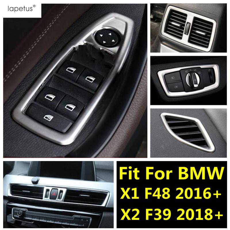 Car Dashboard Air AC Vent / Window Lift / Head Light Lamp Cover Trim Accessories For BMW X1 F48 2016 - / X2 F39 2018 -