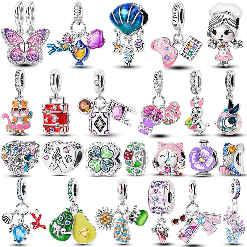 Copper Marine Organisms Charms Bead Turtle Four Leaf Clover Pendant Fit Original Bracelets Diy Jewelry