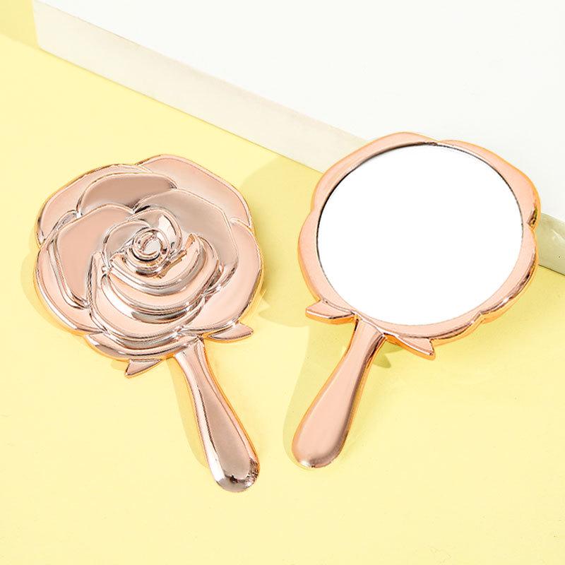 Rose Flower Handheld Makeup Mirror: Single-Sided, HD Surface, Portable Handle Mirror for Beauty Salons