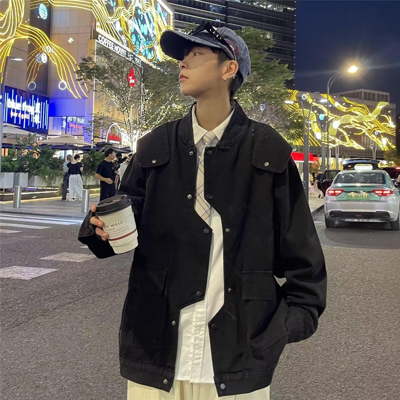 

Американская куртка-бомбер, мужская модная брендовая свободная куртка большого размера, высококачественная бейсбольная майка с буквенным принтом в стиле ретро 3XL чёрный