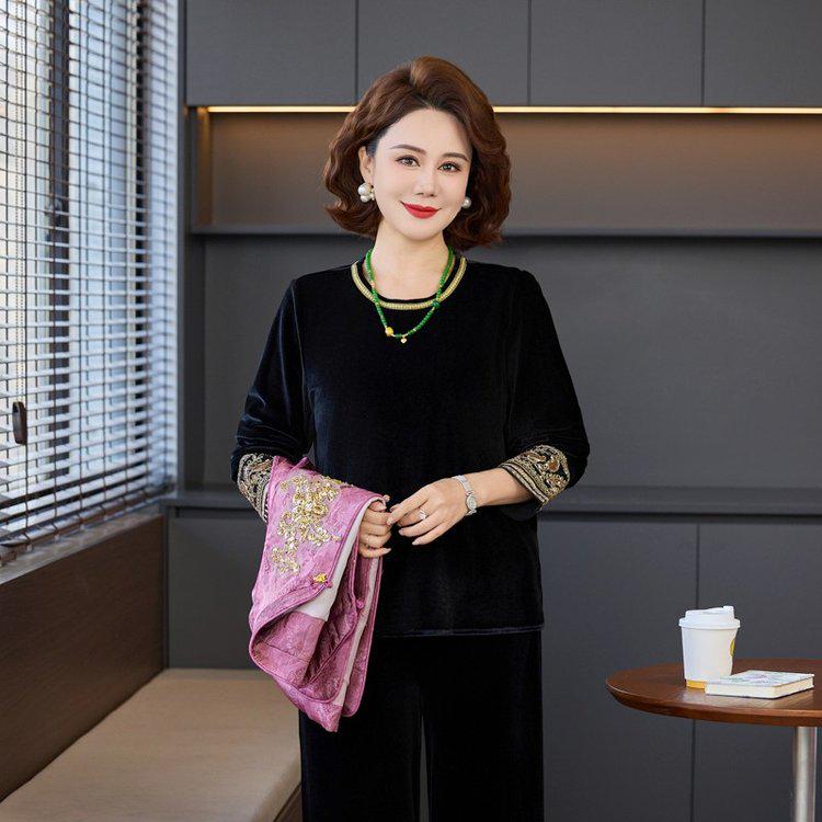 Chinese Style Spring Top & Vest Set for Middle-Aged Women