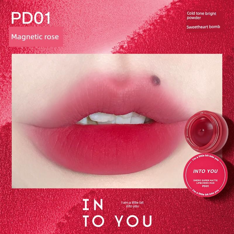 Into You Canned Lip Mud Matte Lip Glaze Niche Brand Student Lipstick for Women Dual-Use for Lips and Cheeks Genuine Product