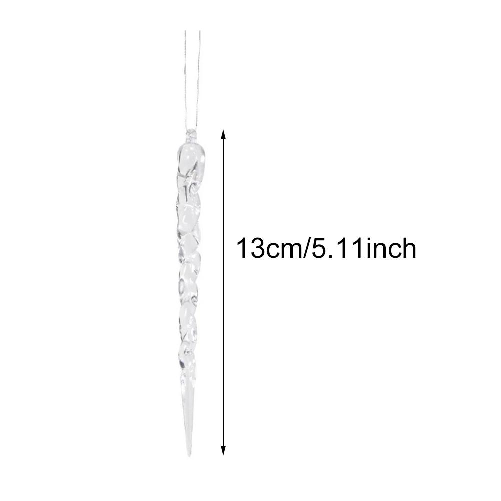 12/24Pcs Christmas Simulation Icicle Pendants Transparent Icicles Decor Clear Crystal Twisted Icicle for New Year Decor