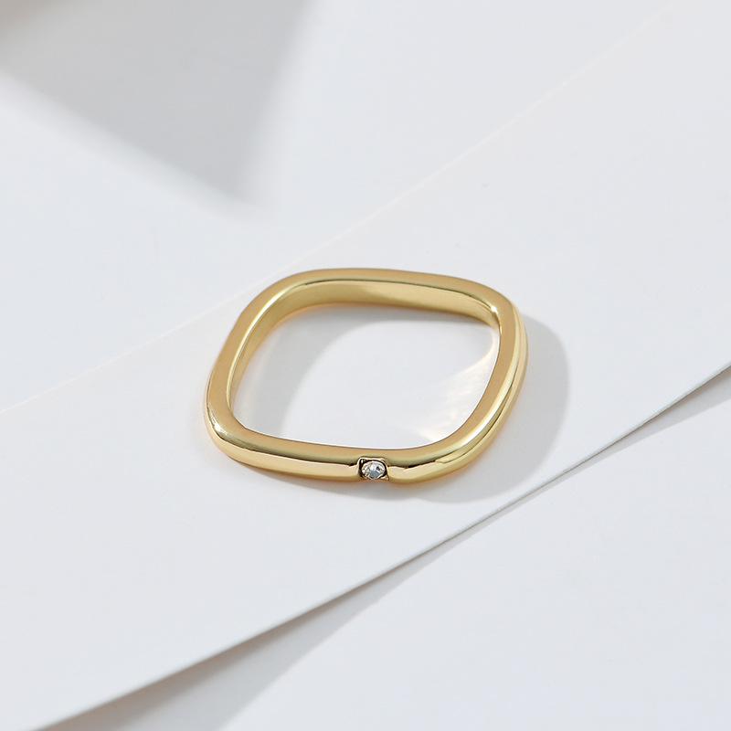 Women's Colorful Copper Zircon Square Ring - Simple Korean Style Valentine's Jewelry for Couples