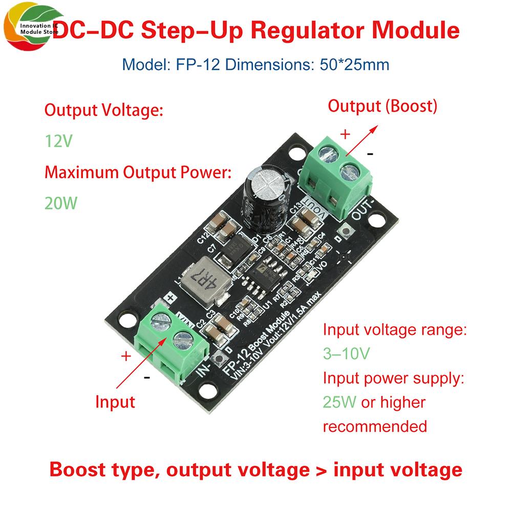 DC-DC Step-up Module 20W Boost Module Supports 3.3V 5V to 5V 12V Regulated Power Supply Module Low Temperature Operation