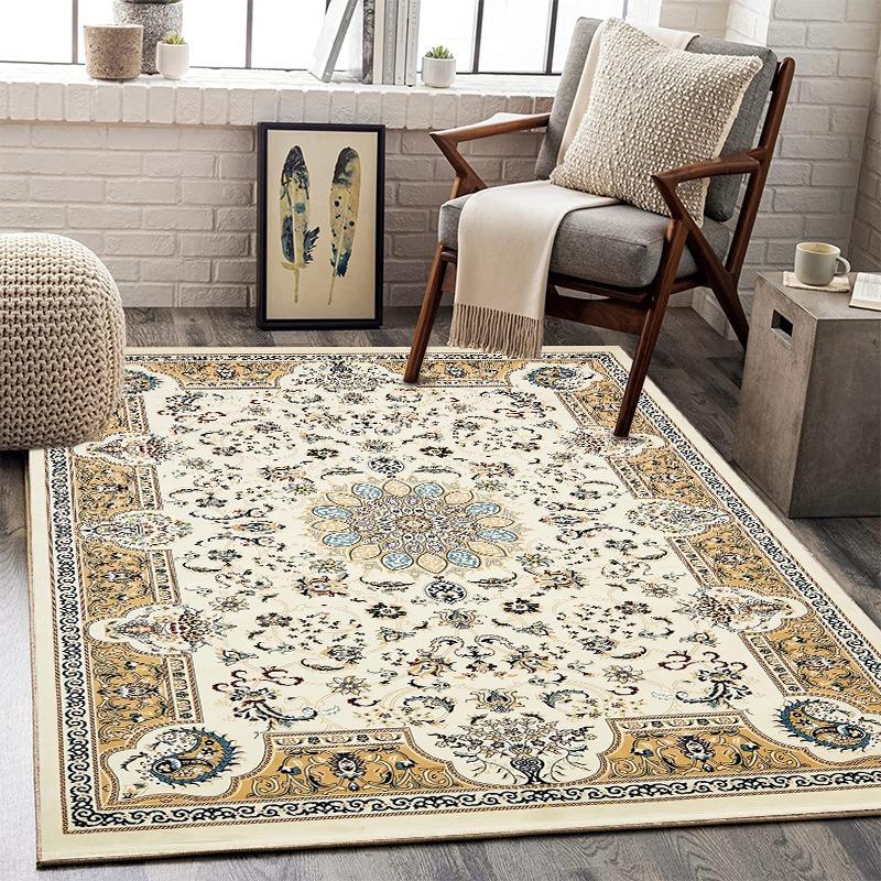 Tapetes Estilo Boêmio Vermelho Bege Padrão Geométrico Floral com Almofadas para Poltrona Cinza Decoração de Plantas Coleção Acento para Casa