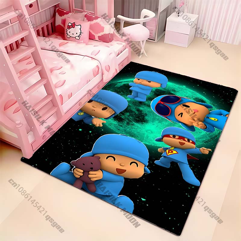 Süßer Cartoon P0c0y0 Motiv Teppich für Wohnzimmer, Schlafzimmer, Kinderzimmer, Großer rutschfester Dekorativer Teppich, Wunderbares Geschenk für die Familie