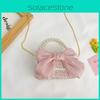 Stylish Cotton Girl Handbag With Artificial Pearl Embellishments For Daily Use
