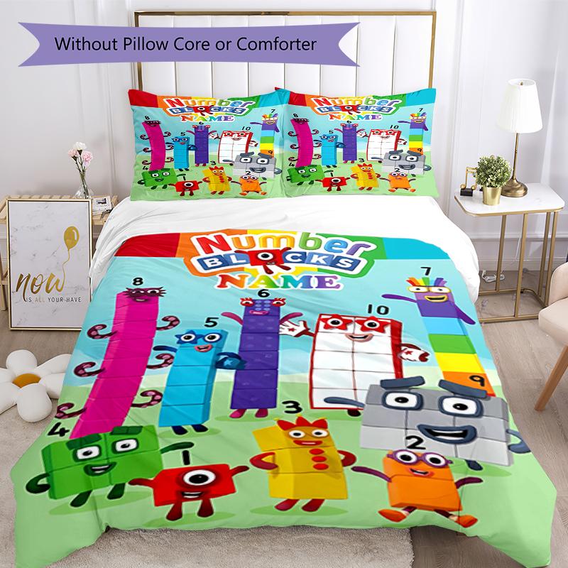 3pcs Custom Name Numberblocks Bedding Set Duvet Cover Closure Includes 1 Duvet Cover & 2 Pillowcases, Soft and Comfortable for All Seasons.