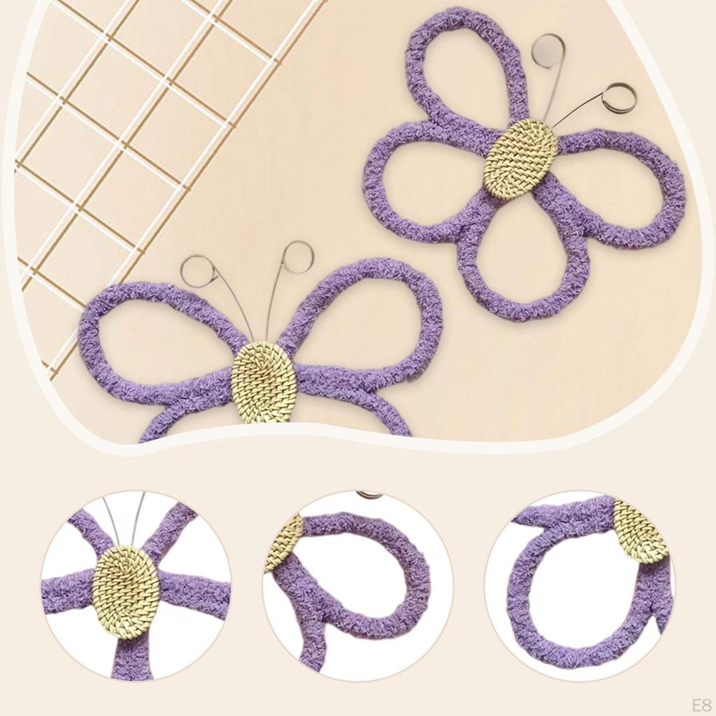 2 Pieces Butterfly Wall Art Decor Hanging Decoration Boho Bohemian Ornament Crafts for