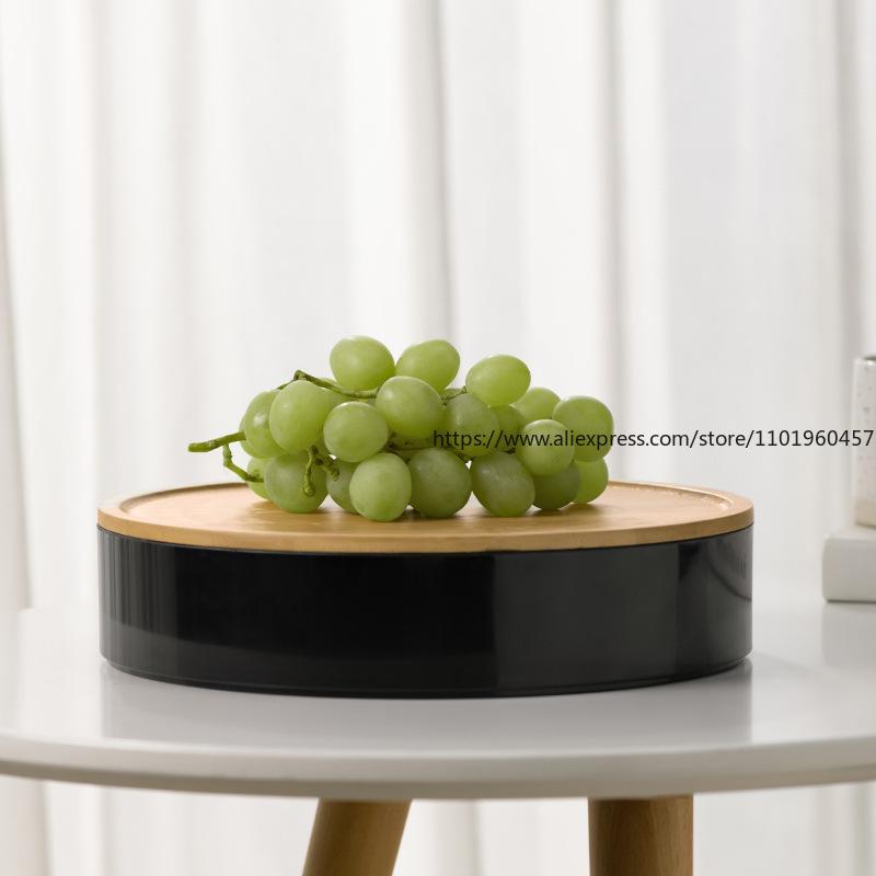 Moderne und schlichte Aufbewahrungsbox für Süßigkeiten mit Bambusabdeckung, Obstschale, Aufbewahrungsbox für Trockenfrüchte und Melonensamen