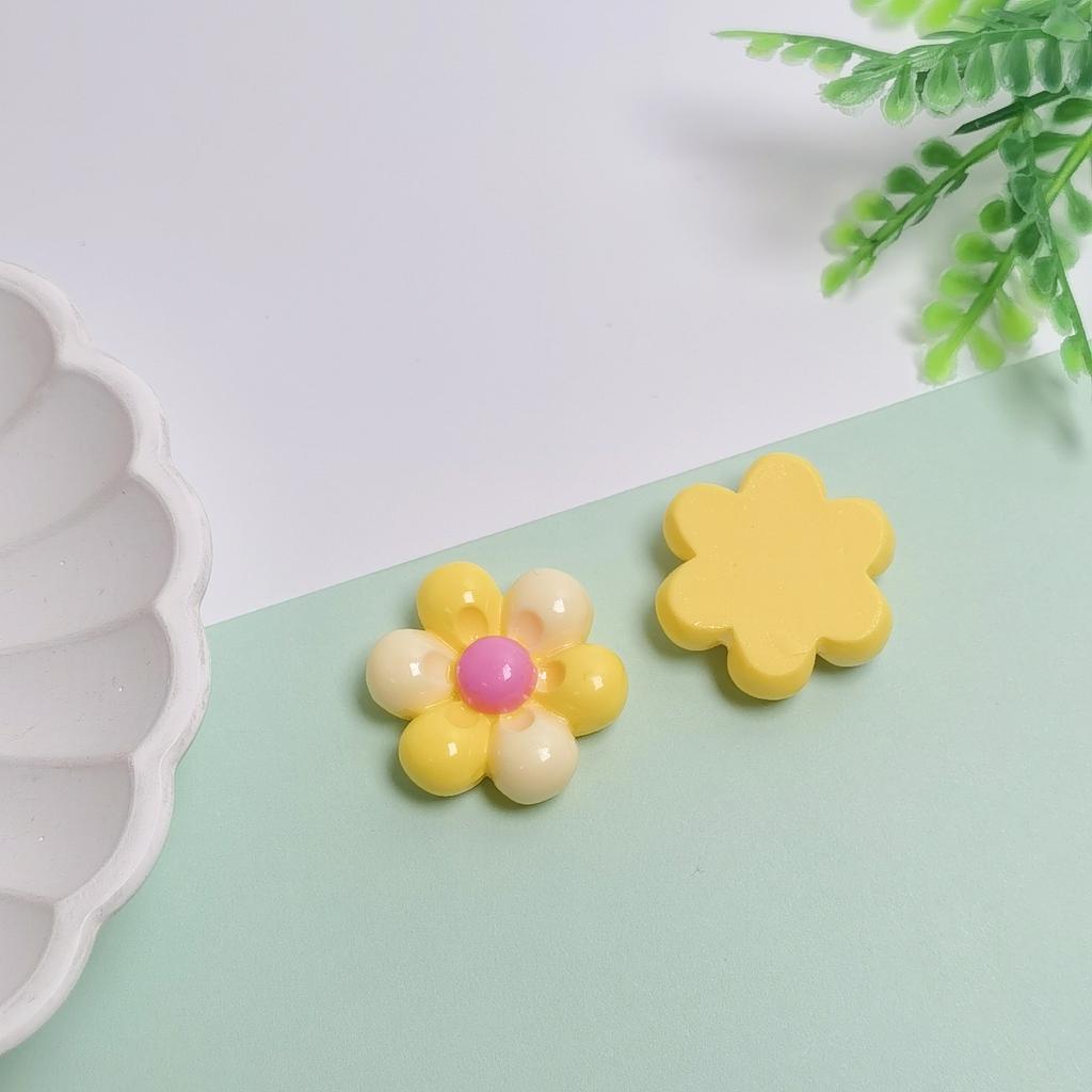 100Pcs Colorful Flowers Resin Flatback Slime Charms Cabochons Embellishments for Hairclips Phone Case Shoes Scrapbooking Decor