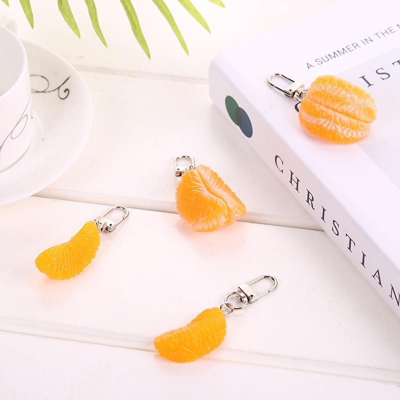 Realistic Fruit Orange Slice Keychain Pvc Alloy Keychain Pendant For Girls Wholesale