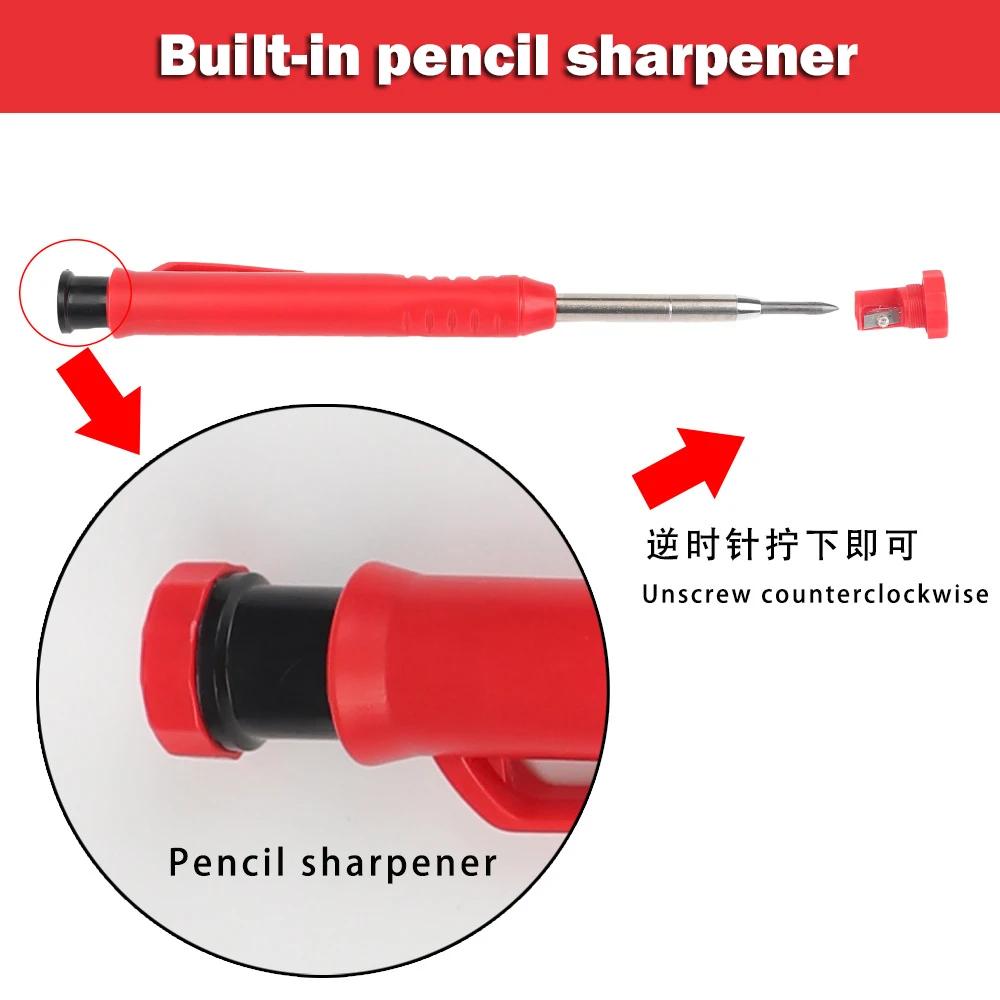 Solid Carpenter Mechanical Pencil With Sharpener For Woodworking Construction Long Head Carpenter Pencil Stationery Supplies KTY