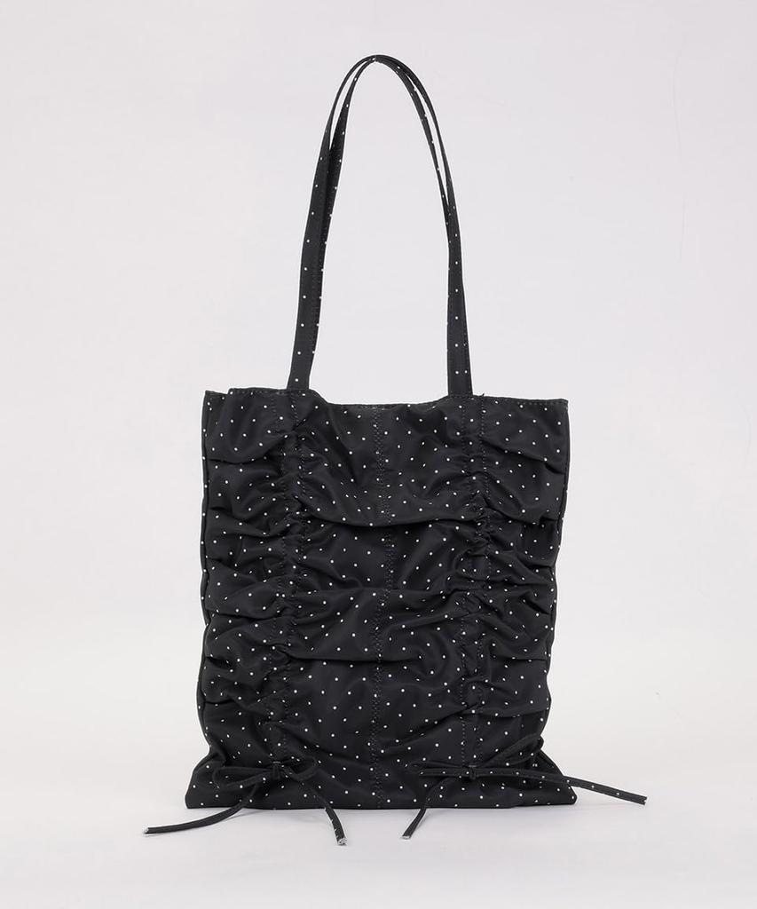 Black Tote Bag for Shoulder Fits Popular Polka Dot [Altrose] Women, Bag, 2-Way, Large, Spacious, A4, Handbag, Simple, Plain, Cute, Commuting, School,